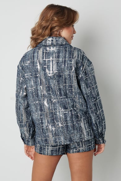 Veste look denim à paillettes - bleu - S h5 Image11